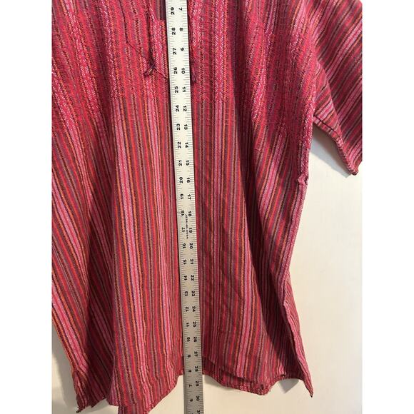Zapoteco Mexican Blouse Top Women’s Size S Woven Pink Striped Spanish - Picture 6 of 6